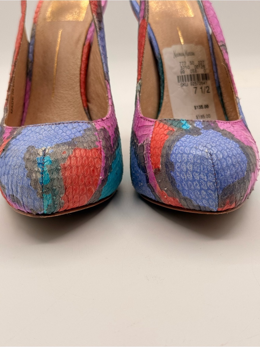 Dolce Vita Multicolor Snakeskin Slingback Heels | Pointed Toe Statement Stiletto - Picture 14 of 17
